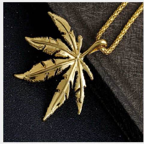 Gold Small Weed Necklace